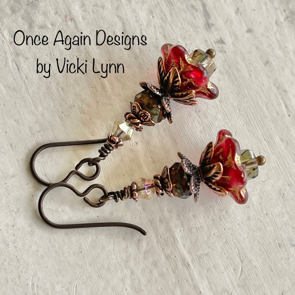 ARTISAN Earrings “Hello Merlot” - Dangles - Picture 1 of 11